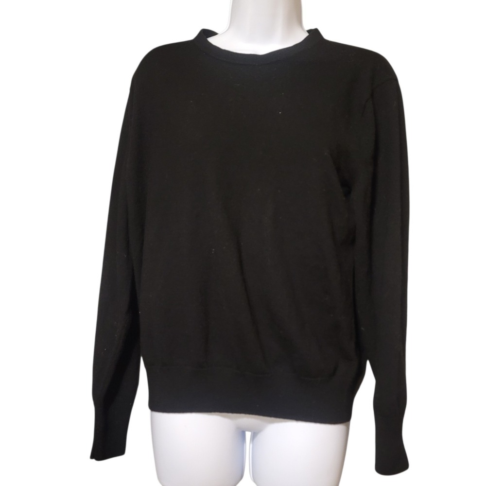 Banana Republic Women's Size‎ Medium 100% Merino Wool Crew Neck Sweater Black